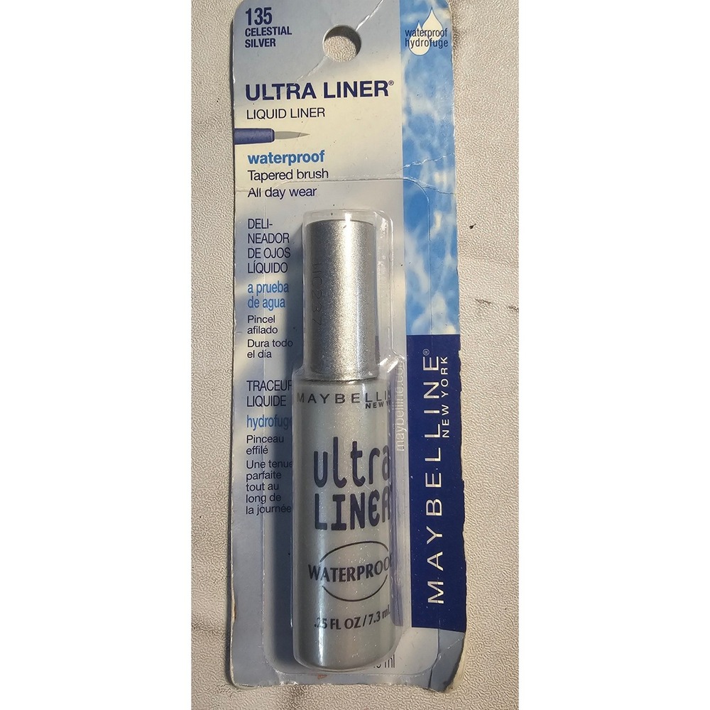 Retired Maybelline Liquid Liner 0.25 fl‎ oz Silver Ultra Liner Celestial Silver